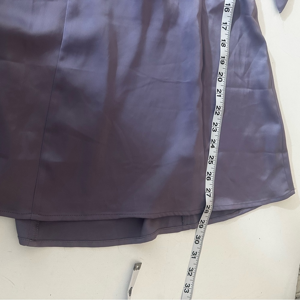 Urban Outfitters Lavender Bri Double Bow SleekSatin Square neck MiniDress NWT XS - Picture 13 of 16